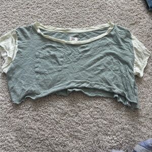 Urban Outfitters Green and Cream Short Sleeve Tee